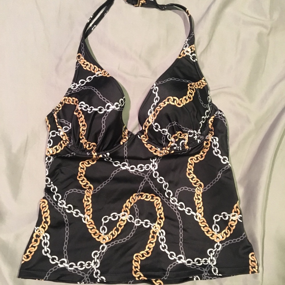 black and gold tankini swimsuit top